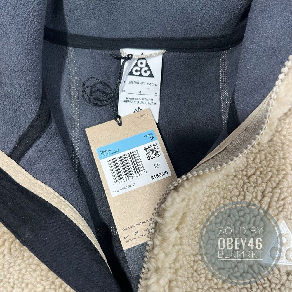 Nike ACG Full Zip Up Canwell Glacier Jacket Khaki Beige FV8653-247 Size M - Picture 3 of 6